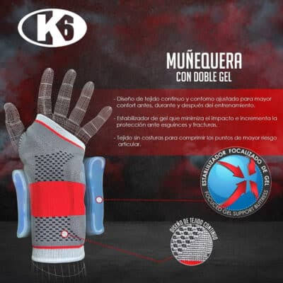 Muñequera K6 360 Con Gel (Protección y compresión)