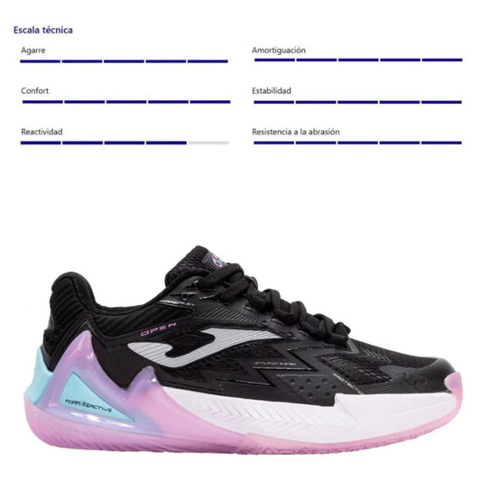 Zapato Tenis y Padel Mujer Open (Negro/Turquesa)