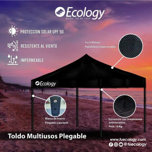 Kit Toldo 3x3 Acordeon Sunshine Rojo - Vista lateral