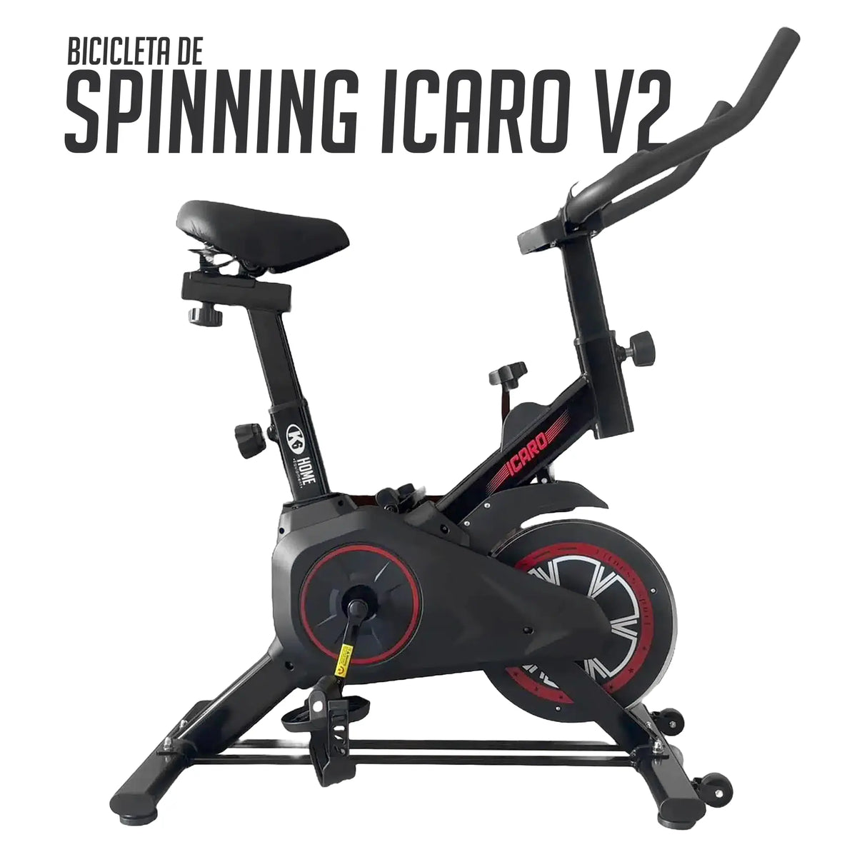 Bicicleta de Spinning Icaro V2 K6 Negro y Rojo