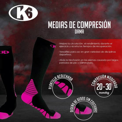 Medias De Compresión K6 Para Running (Fucsia)