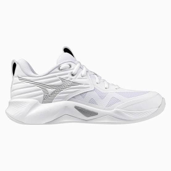 Zapato Voleibol Mujer Mizuno Wave Momentum Pro (BLANCO Y PLATEADO)