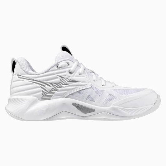 Zapato Voleibol Mujer Mizuno Wave Momentum Pro (BLANCO Y PLATEADO)