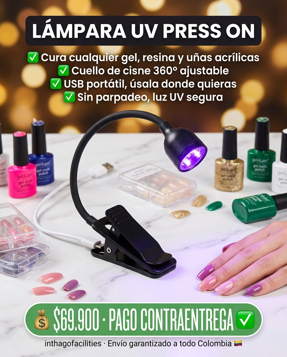 Lámpara UV Portátil para Uñas Press On — Cuello de Cisne