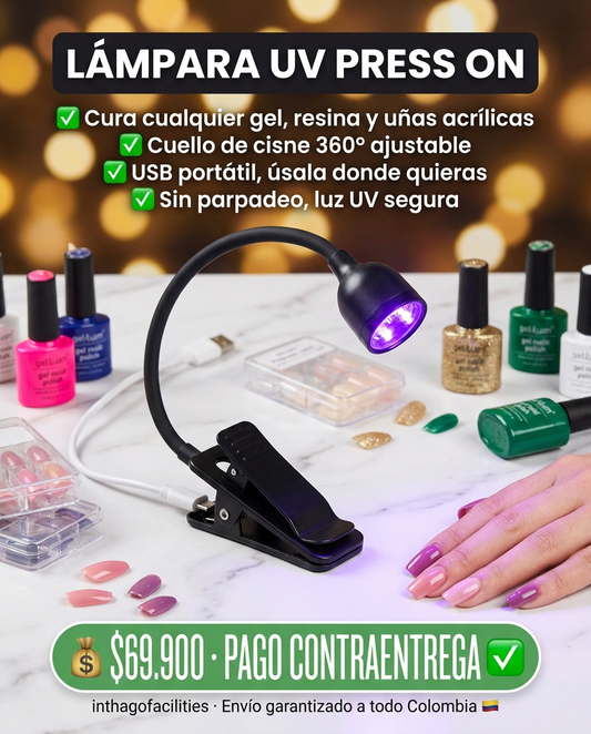 Lámpara UV Portátil para Uñas Press On — Cuello de Cisne